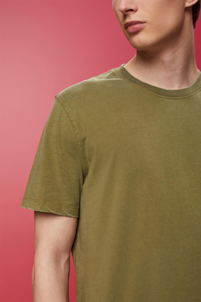 T-shirt in jersey tinta in capo, 100% cotone, OLIVE, detail image number 2
