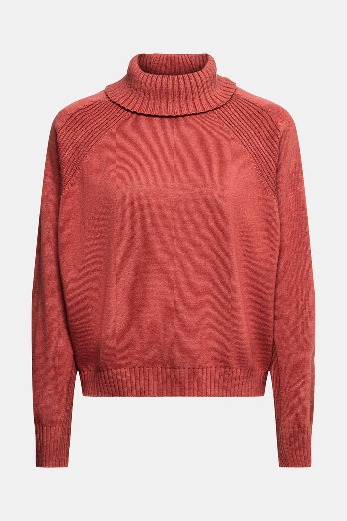 Pullover dolcevita, 100% cotone, NEW TERRACOTTA, detail image number 7