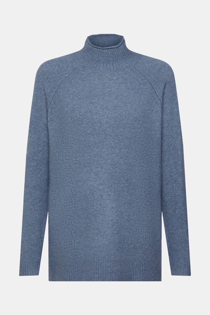 Pullover in maglia misto lana con collo a lupetto, GREY BLUE, detail image number 6