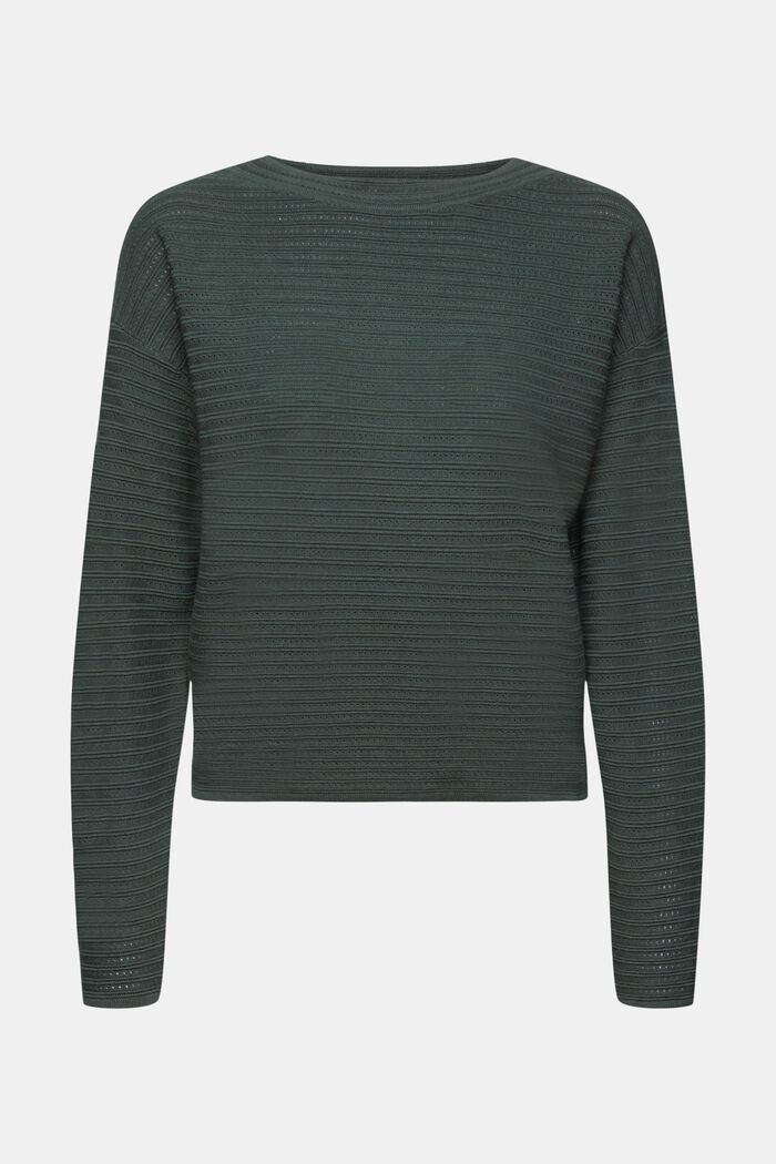 Maglione in maglia mista a righe, DARK TEAL GREEN, detail image number 6
