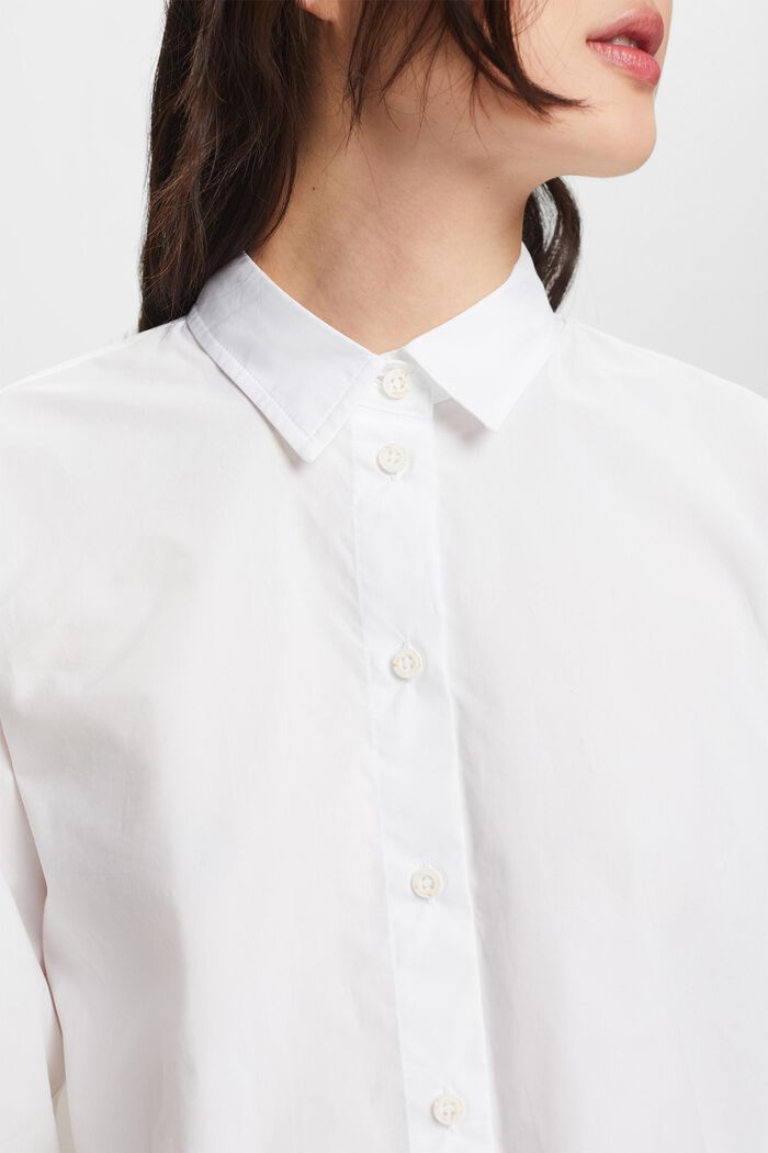 Blusa cropped in popeline, WHITE, detail image number 3