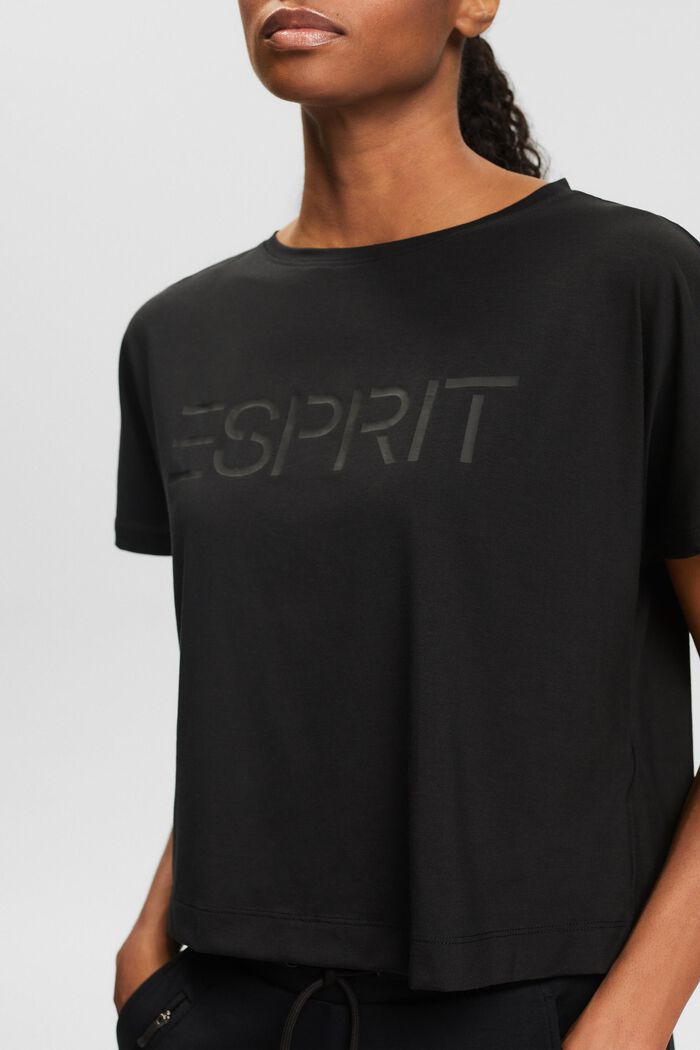 T-shirt in jersey con logo, BLACK, detail image number 3