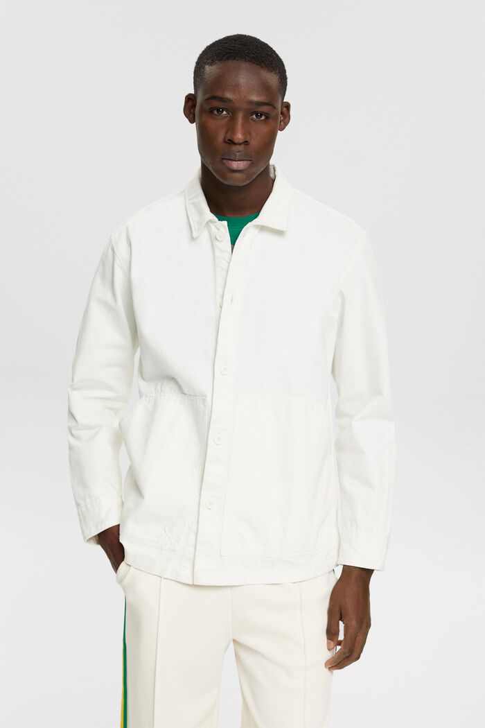 Overshirt in cotone biologico, OFF WHITE, detail image number 0