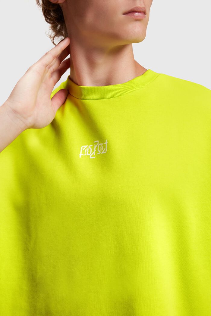 Felpa fluo con stampa relaxed fit, LIME YELLOW, detail image number 2