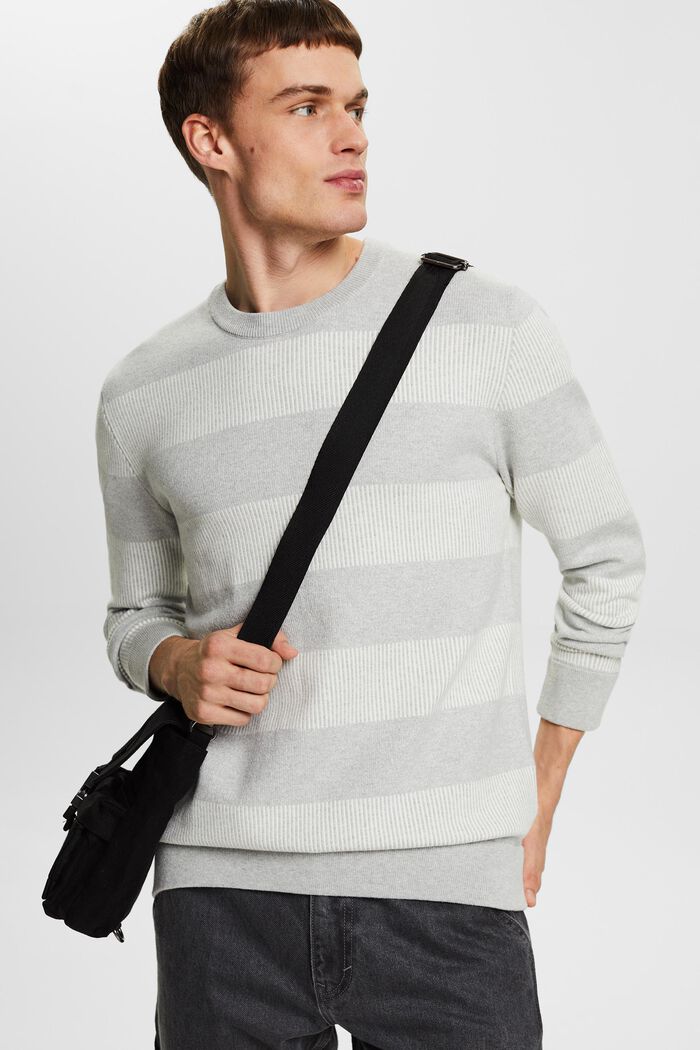 Pullover a righe in maglia a coste, LIGHT GREY, detail image number 0