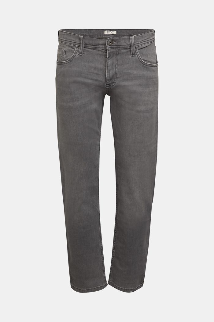 Jeans basic con cotone biologico, GREY MEDIUM WASHED, overview