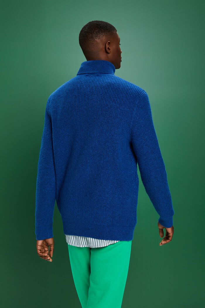 Pullover dolcevita in maglia intrecciata, BRIGHT BLUE, detail image number 3