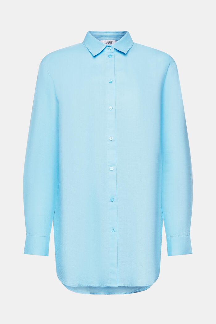 Camicia in lino e cotone, LIGHT TURQUOISE, detail image number 6