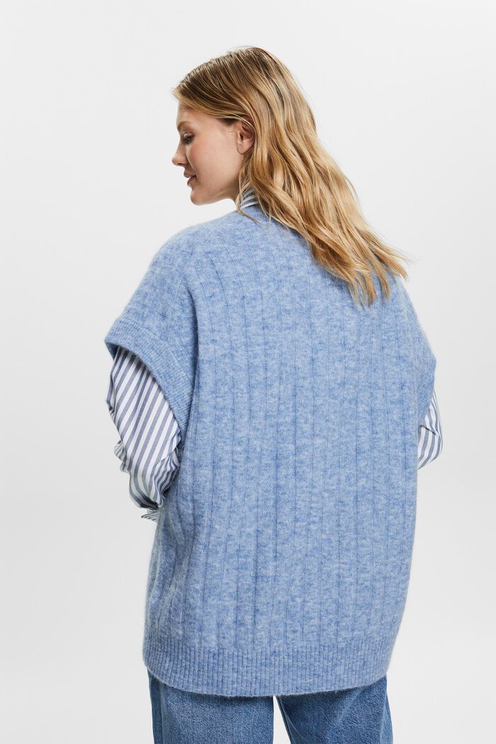 Pullover oversize in maglia a coste e con scollo a V, BLUE LAVENDER, detail image number 4