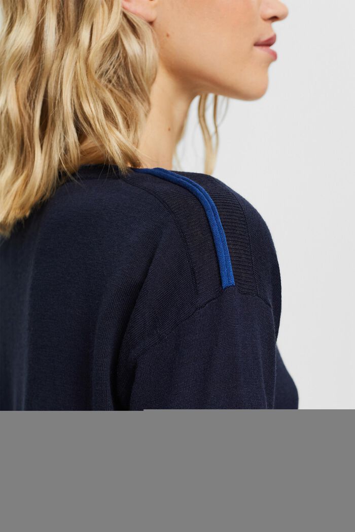 Pullover in maglia con lino, NAVY, detail image number 0