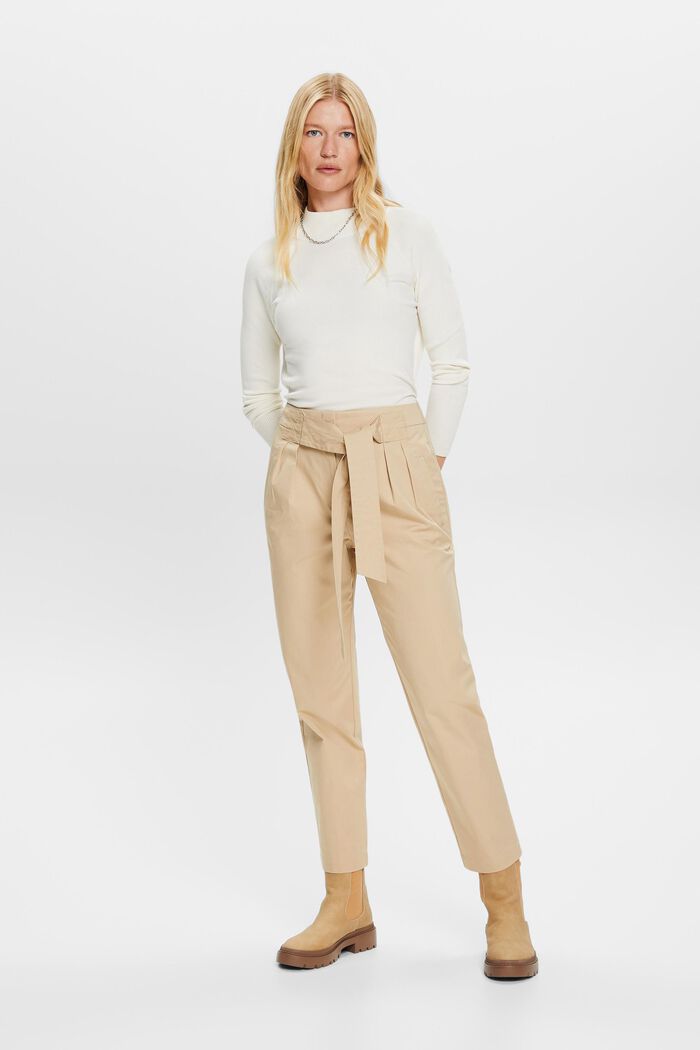 Pantaloni chino con cintura fissa, 100% cotone, SAND, detail image number 5