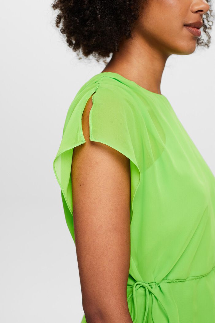 Blusa in chiffon con coulisse, CITRUS GREEN, detail image number 3