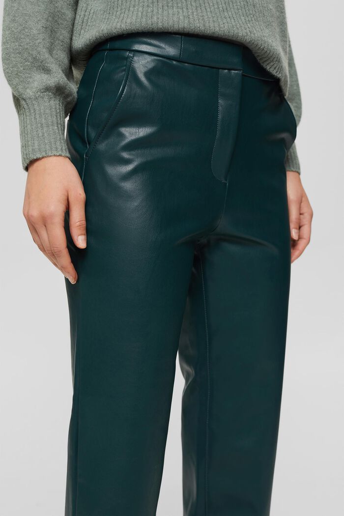 Pantaloni cropped in similpelle, DARK TEAL GREEN, detail image number 2
