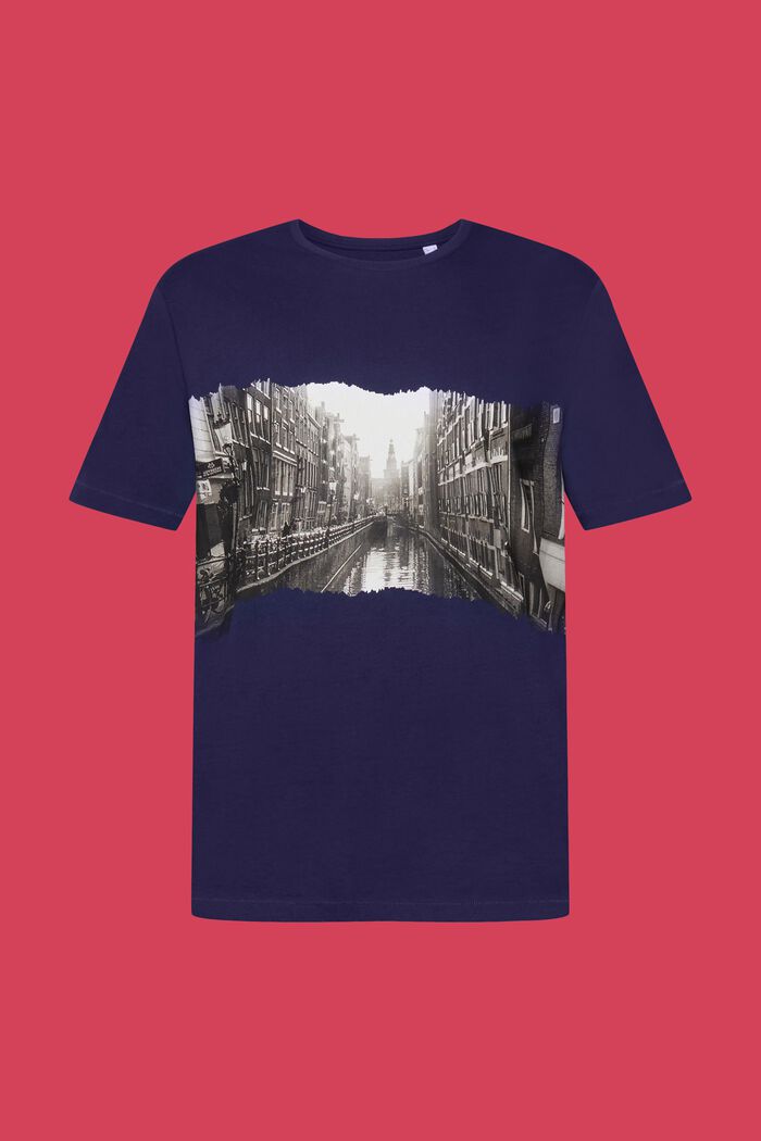 T-shirt girocollo con stampa, 100% cotone, DARK BLUE, detail image number 6