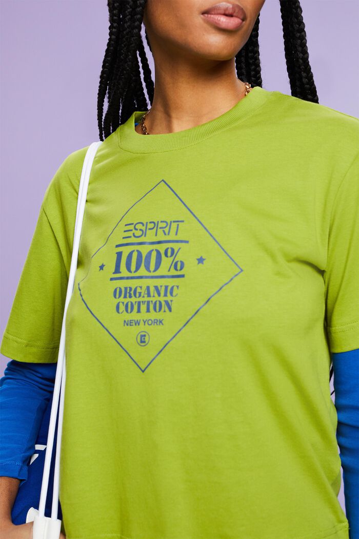 T-shirt in cotone biologico con stampa, LEAF GREEN, detail image number 3