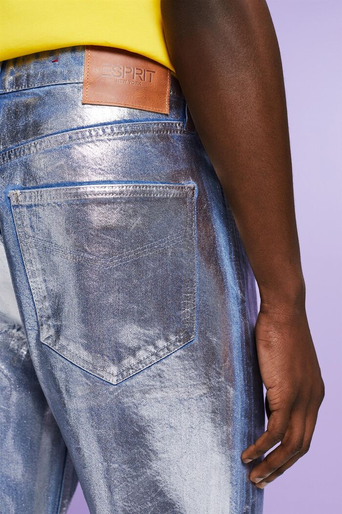 Jeans dritti con rivestimento metallizzato, GREY RINSE, detail image number 4