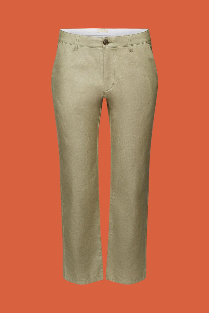 Pantaloni chino strutturati, 100% cotone, OLIVE, detail image number 7
