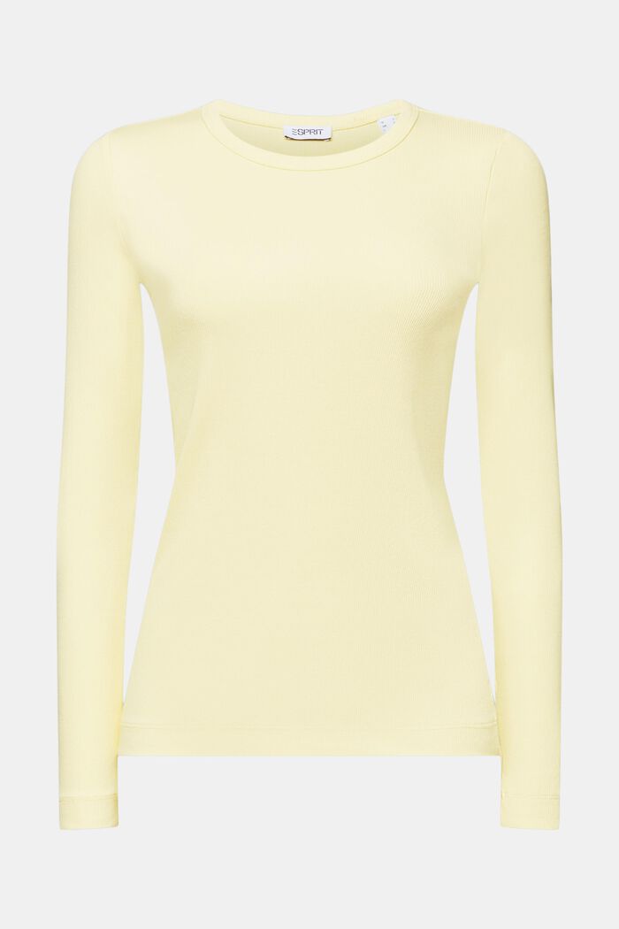 Maglia a girocollo a coste, LIME YELLOW, detail image number 7