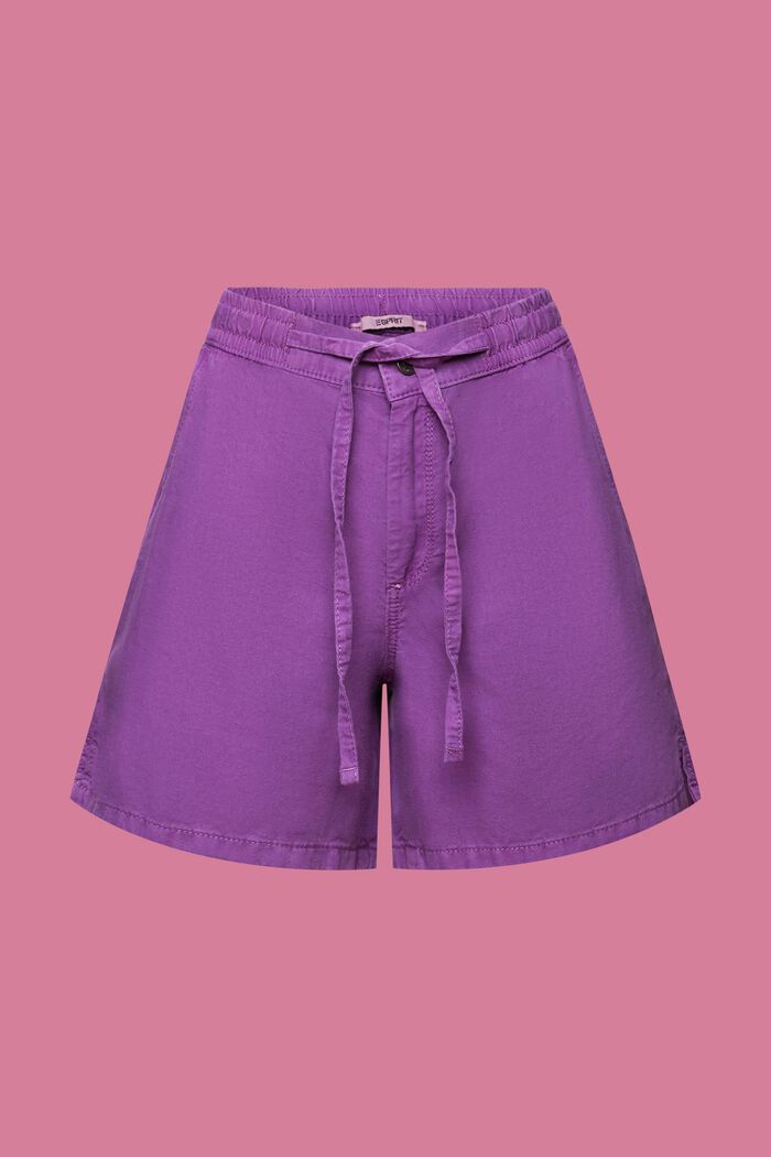 Pantaloncini in twill con vita arricciata, PURPLE, detail image number 6