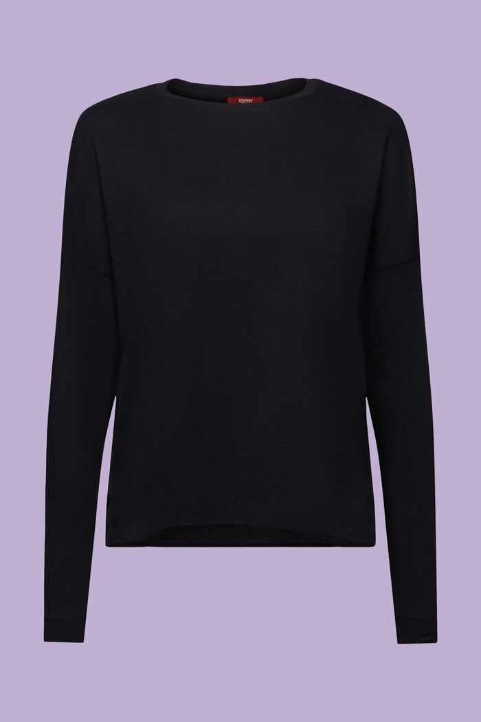 Maglia basic a maniche lunghe in jersey, BLACK, detail image number 6