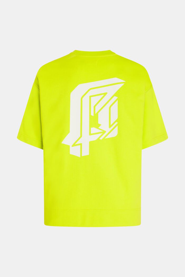 Felpa fluo con stampa relaxed fit, LIME YELLOW, detail image number 4