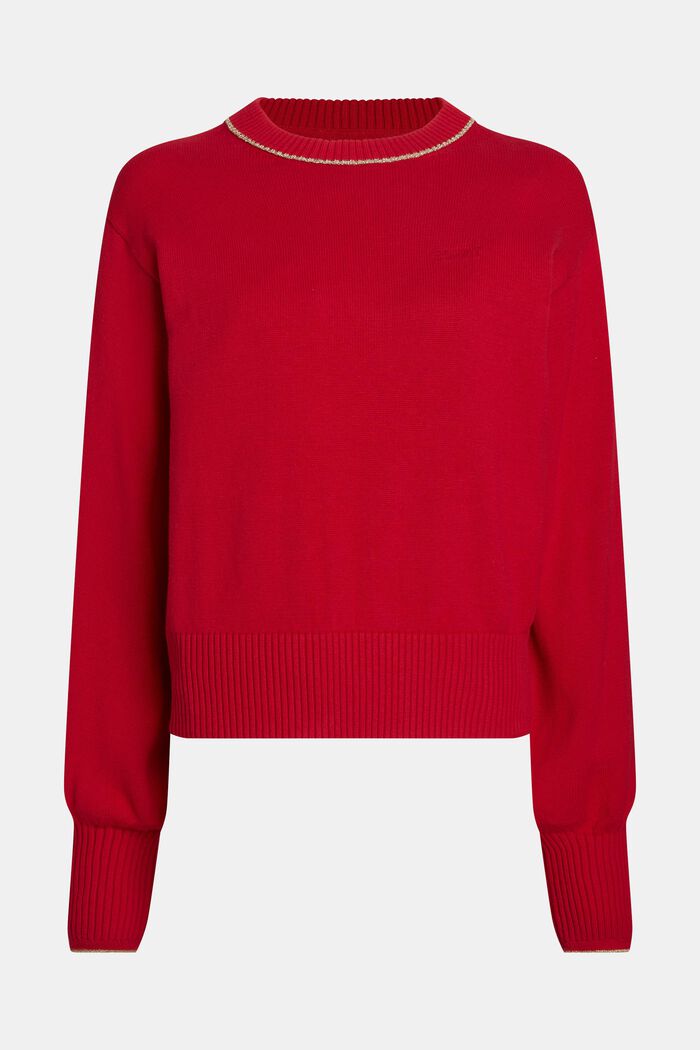 Pullover con maniche a sbuffo, con cashmere, RED, detail image number 4