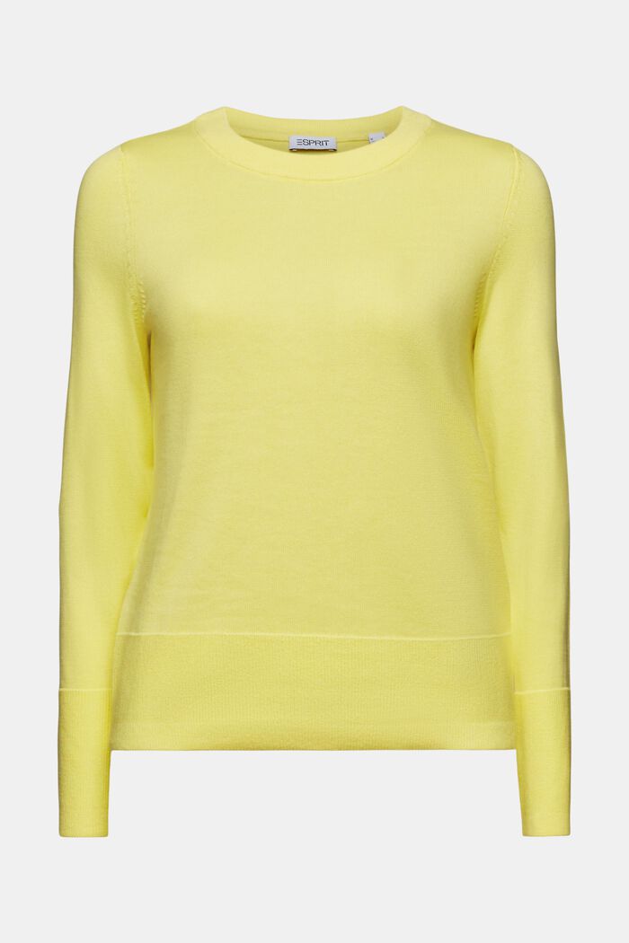Pullover in cotone a girocollo, PASTEL YELLOW, detail image number 6