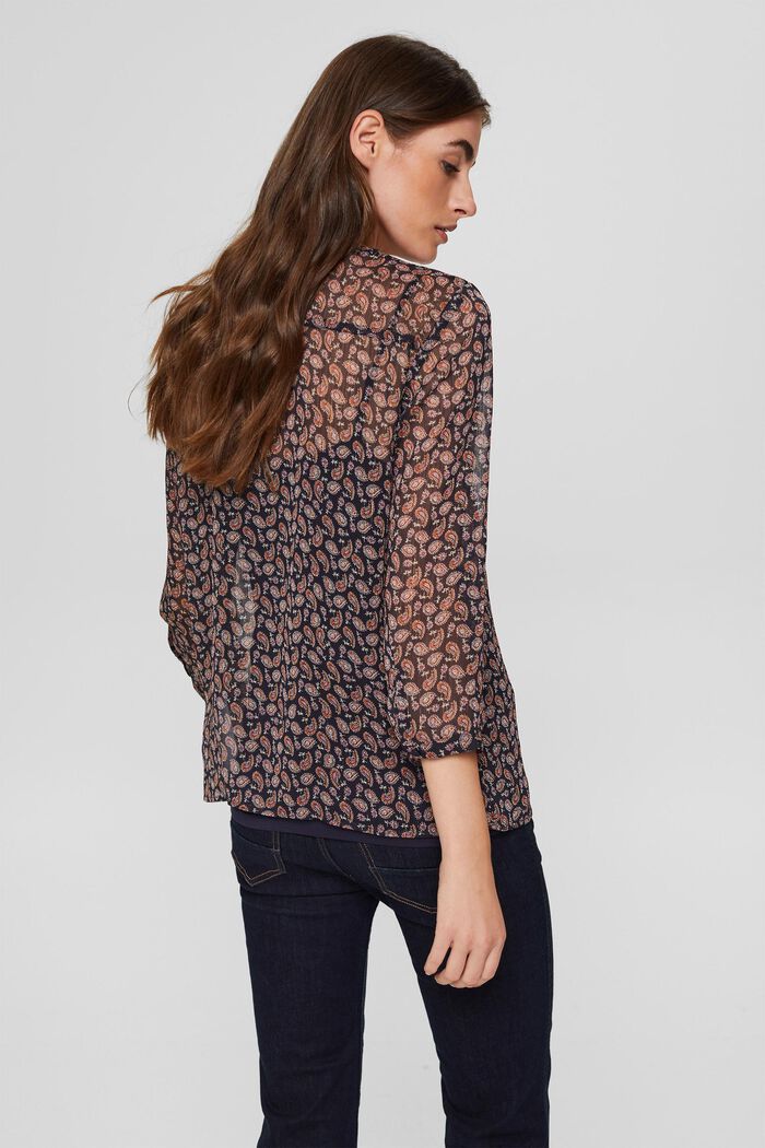 Blusa in chiffon con stampa paisley e top integrato, NAVY, detail image number 3