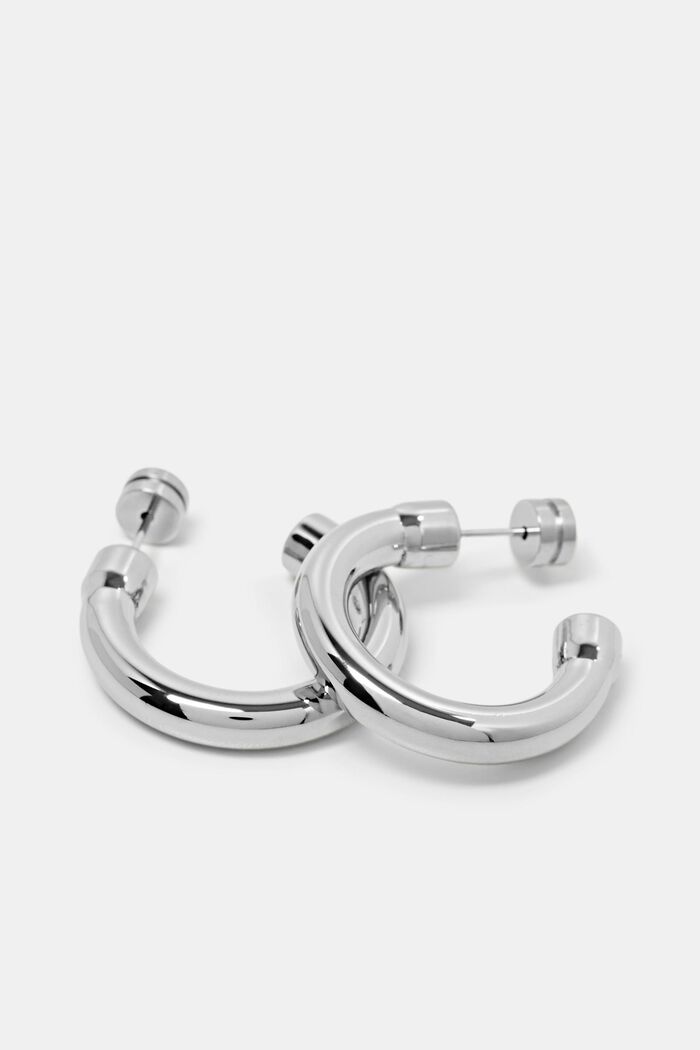 Mini orecchini creoli in acciaio inossidabile, SILVER, detail image number 1