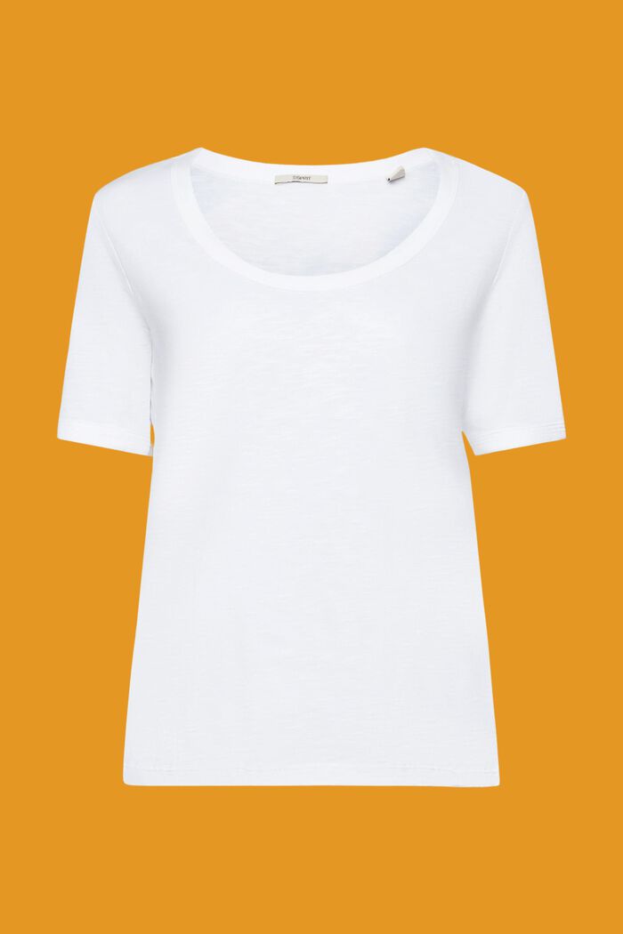 T-shirt in cotone con scollo a barca, WHITE, detail image number 6