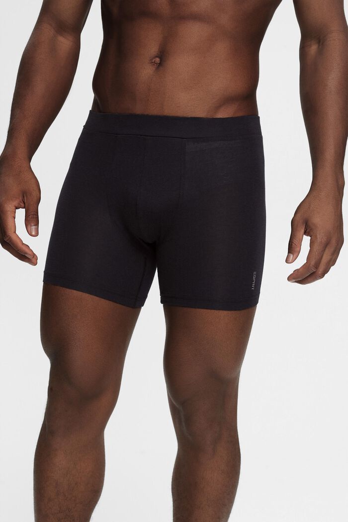 Shorts da uomo lunghi in misto cotone elasticizzato, confezione multipla, BLACK, detail image number 1
