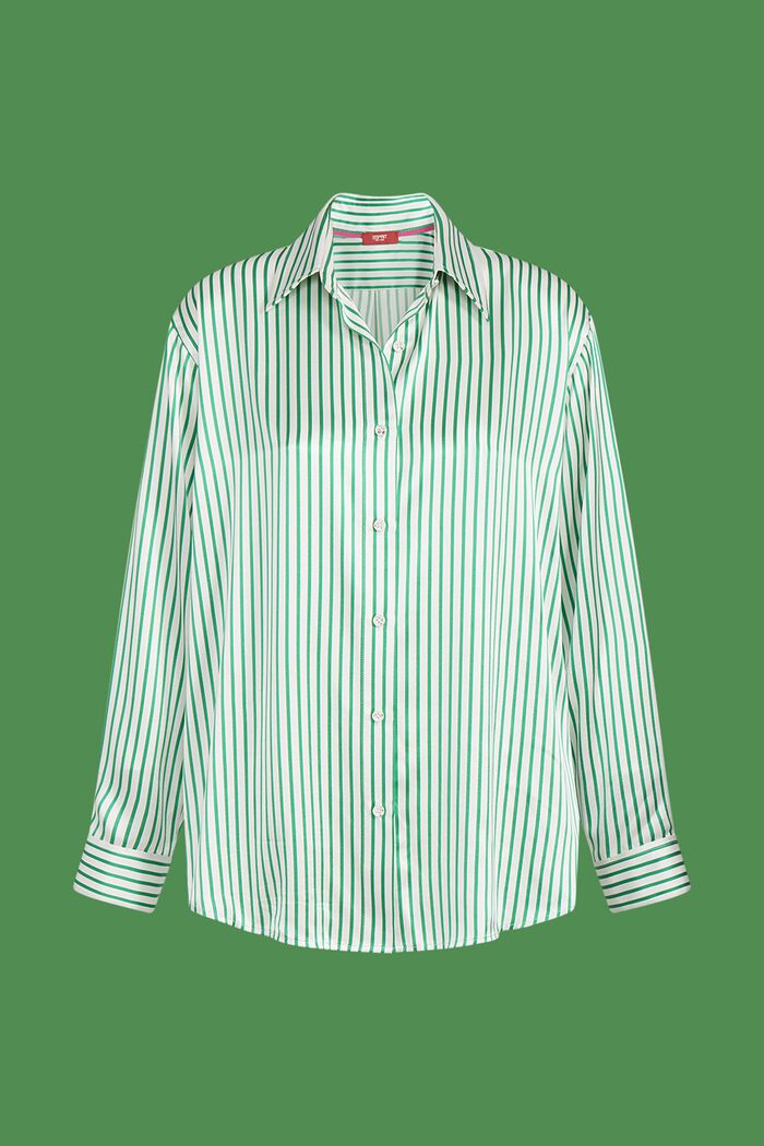 Camicia a righe in sera charmeuse, GREEN, detail image number 5