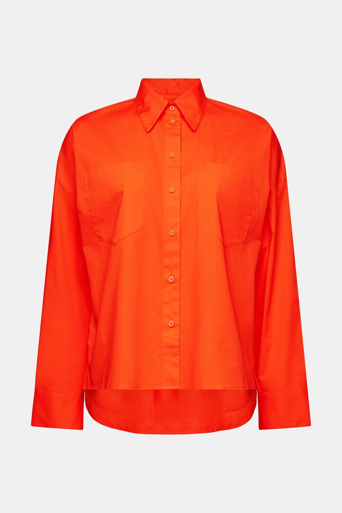 Camicia button-up in popeline di cotone, BRIGHT ORANGE, detail image number 5