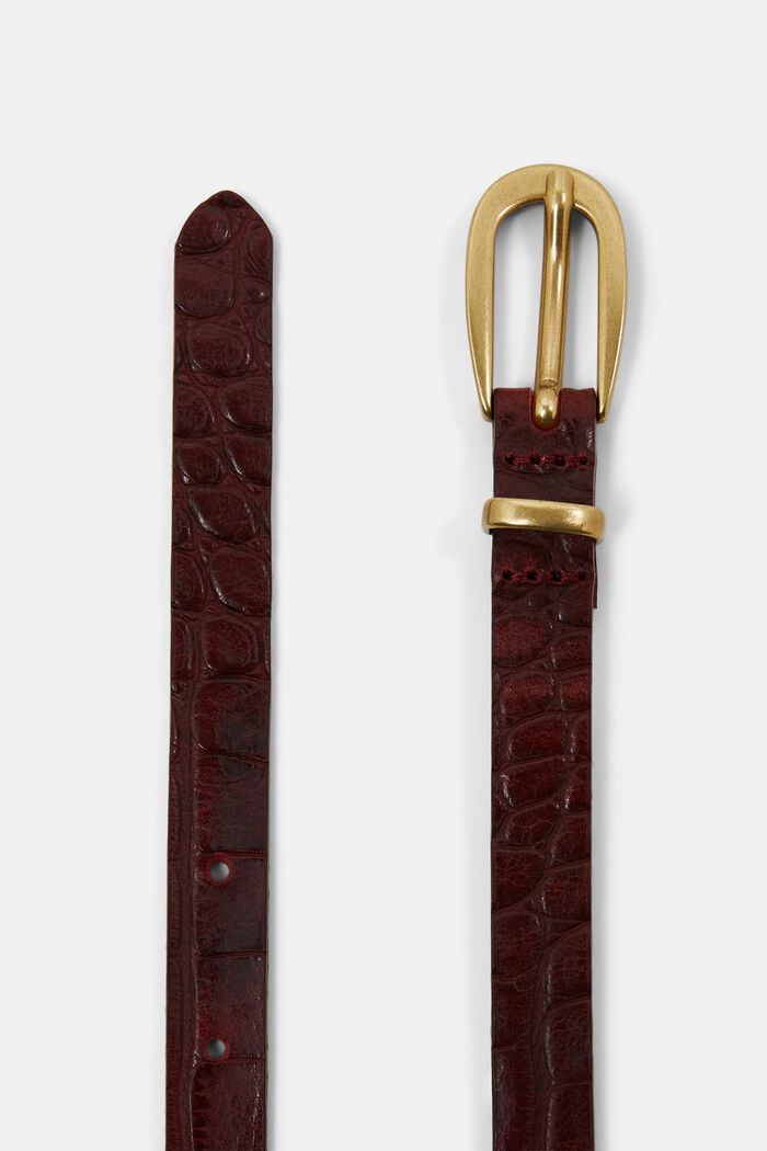 Cintura sottile in pelle, BORDEAUX RED, detail image number 1