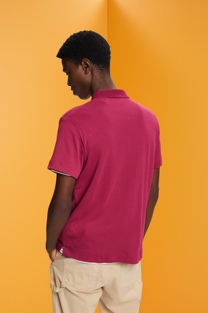 Polo in cotone Pima, DARK PINK, detail image number 3