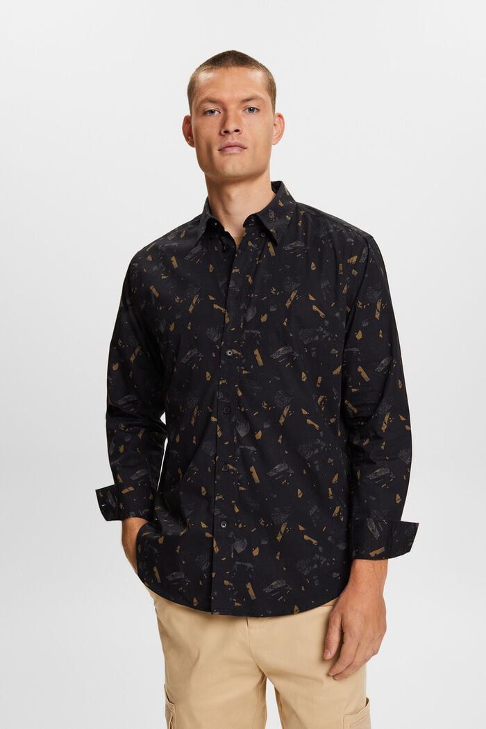 Camicia a fantasia in cotone, BLACK, detail image number 2