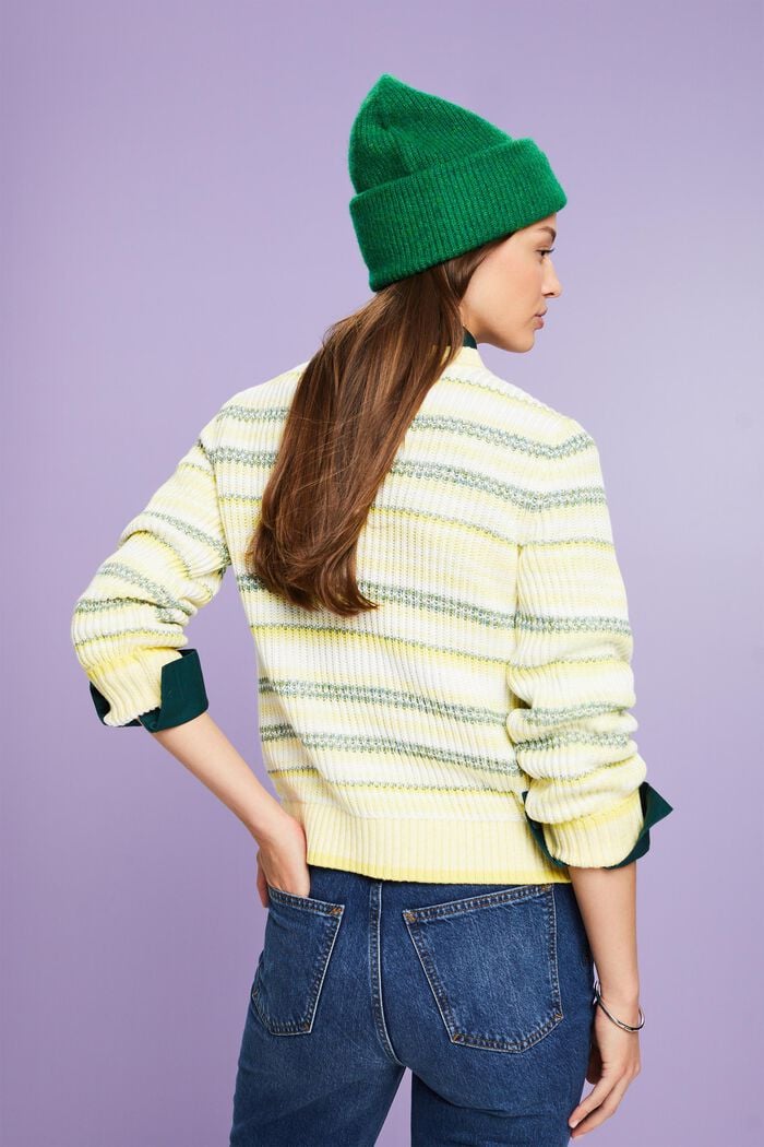 Pullover girocollo a righe, PASTEL YELLOW, detail image number 2