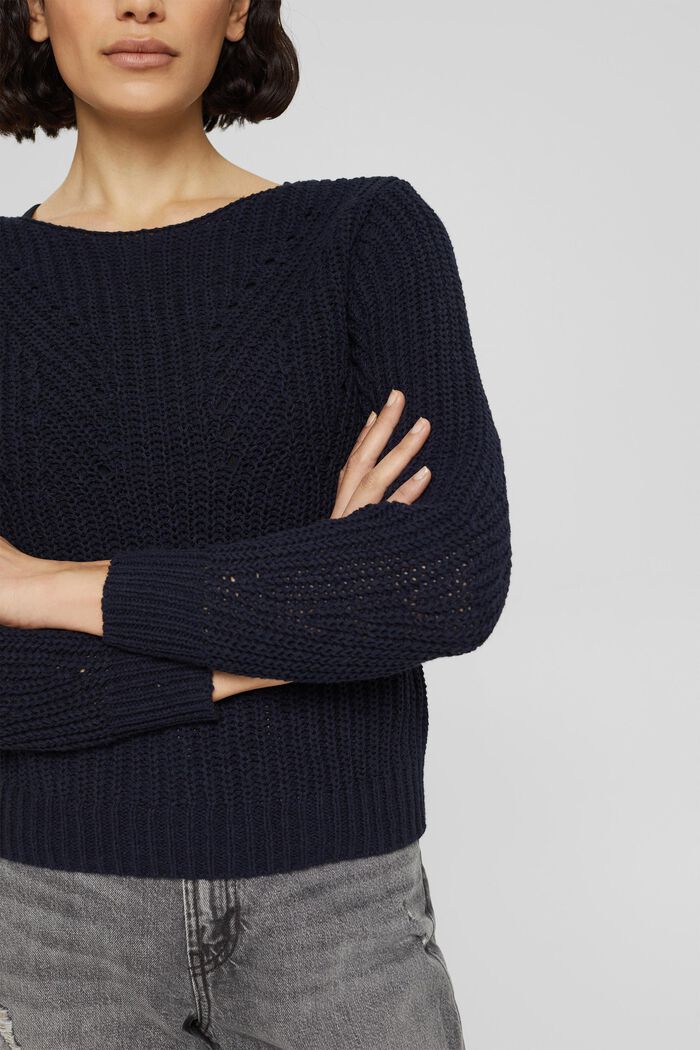 Pullover in misto cotone, NAVY, detail image number 0