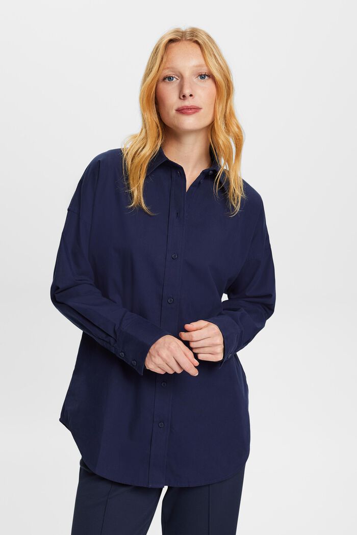 Camicia blusata oversize, DARK BLUE, detail image number 0