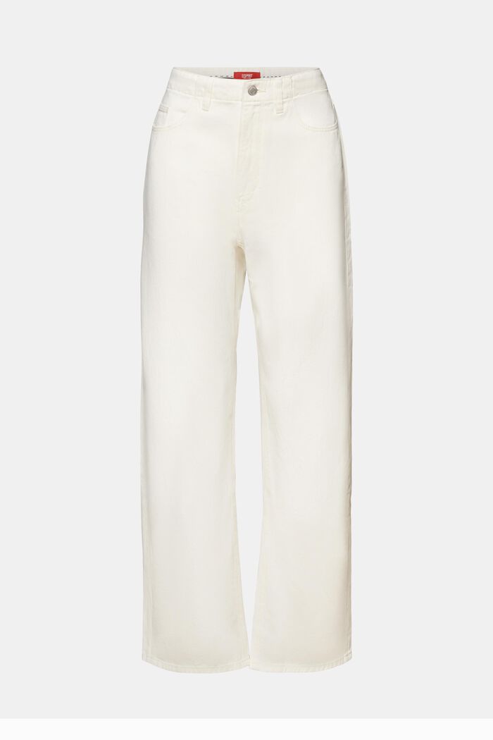 Pantaloni in twill a gamba larga, 100% cotone, OFF WHITE, detail image number 8