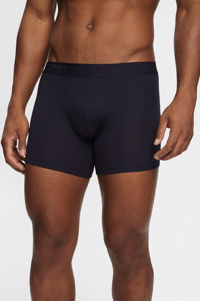 Shorts da uomo lunghi in cotone elasticizzato, confezione multipla, NAVY, detail image number 0