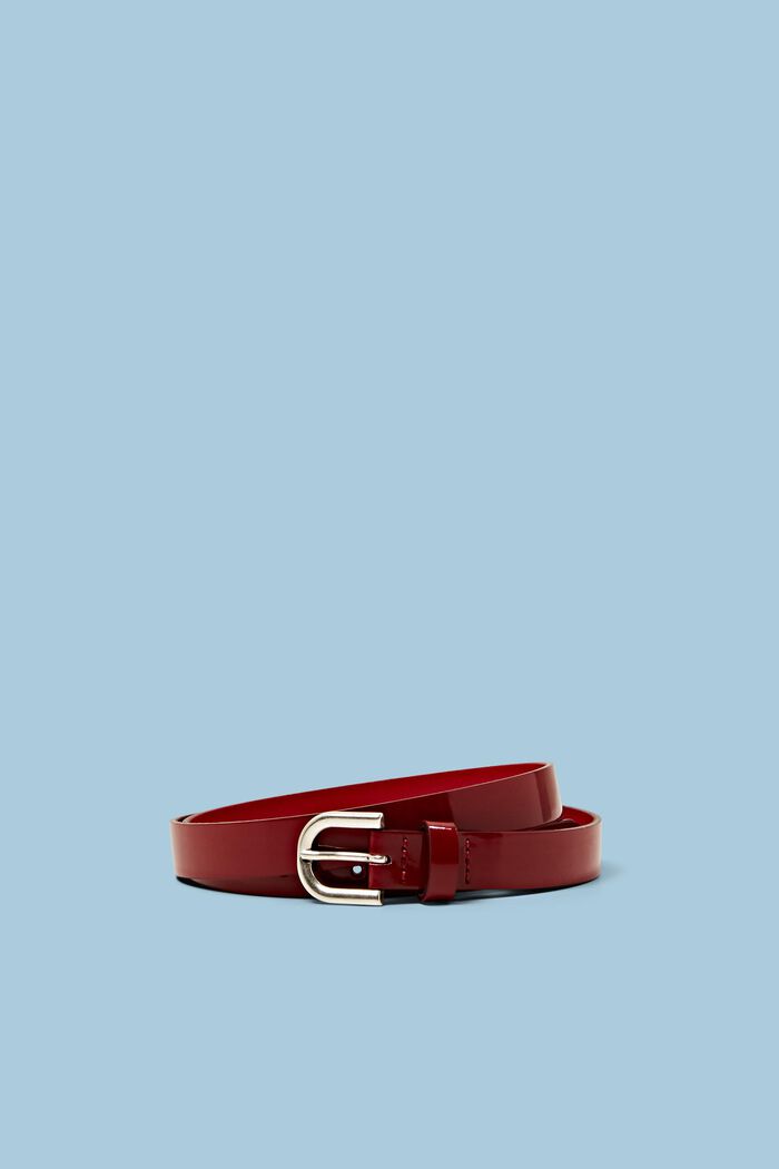 Cintura sottile in similpelle verniciata, DARK RED, detail image number 0