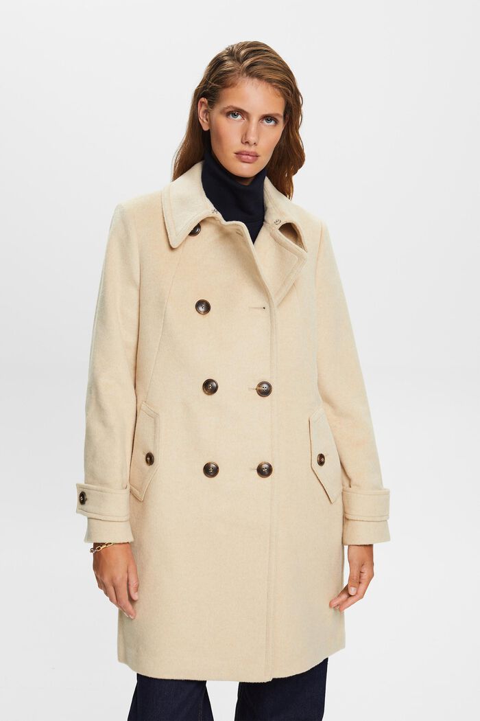 Riciclato: cappotto in misto lana con cachemire, SAND, detail image number 0