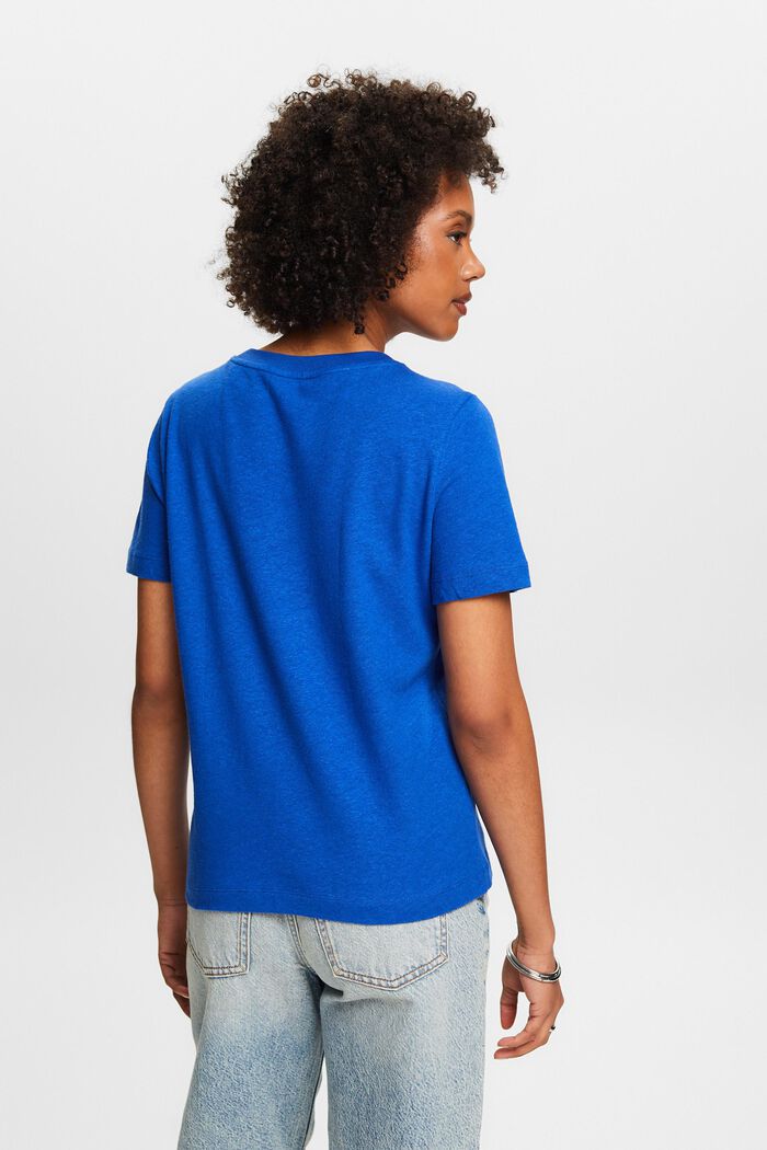 T-shirt in cotone e lino, BRIGHT BLUE, detail image number 2