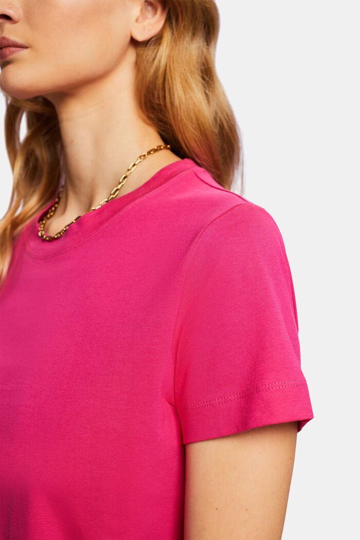T-shirt girocollo in cotone, PINK FUCHSIA, detail image number 2