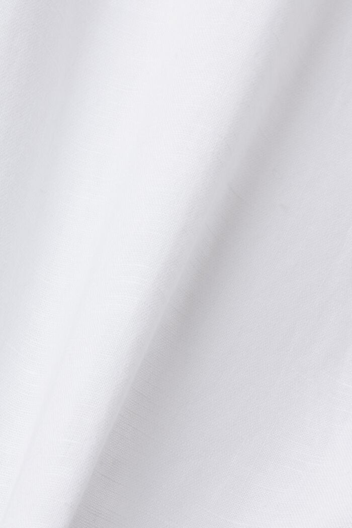 Camicia button-down in misto cotone e lino, WHITE, detail image number 6