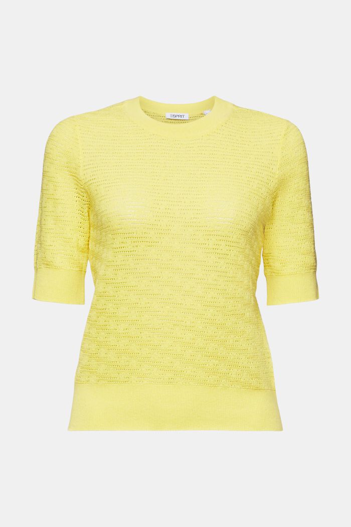 Pullover pointelle a manica corta, PASTEL YELLOW, detail image number 5