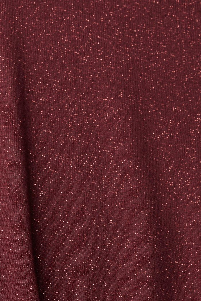 T-shirt dolcevita con effetto glitterato, BORDEAUX RED, detail image number 1