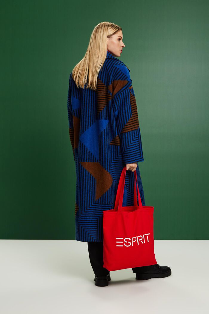 Cappotto con stampa in misto lana, BRIGHT BLUE, detail image number 3