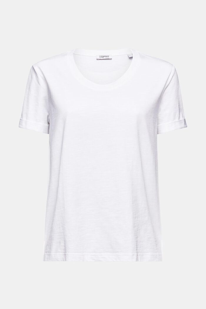 T-shirt fiammata con scollo ampio, WHITE, detail image number 5